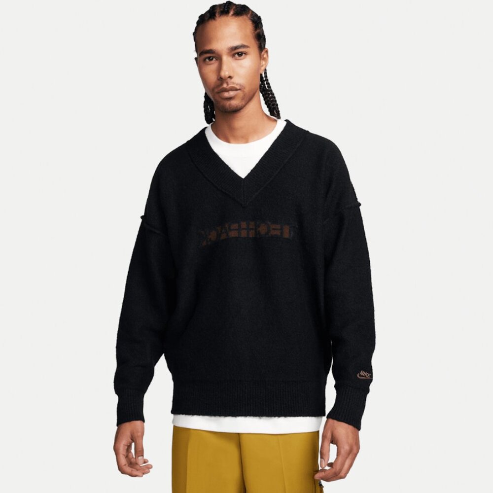 Nike Sportswear Tech Pack Knit Sweater Oversized Fit Black Brown Men's Sizes